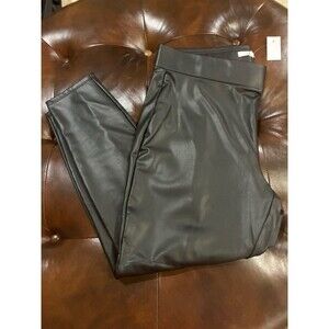New LOFT BLACK Faux Leather Leggings Women's Size XL